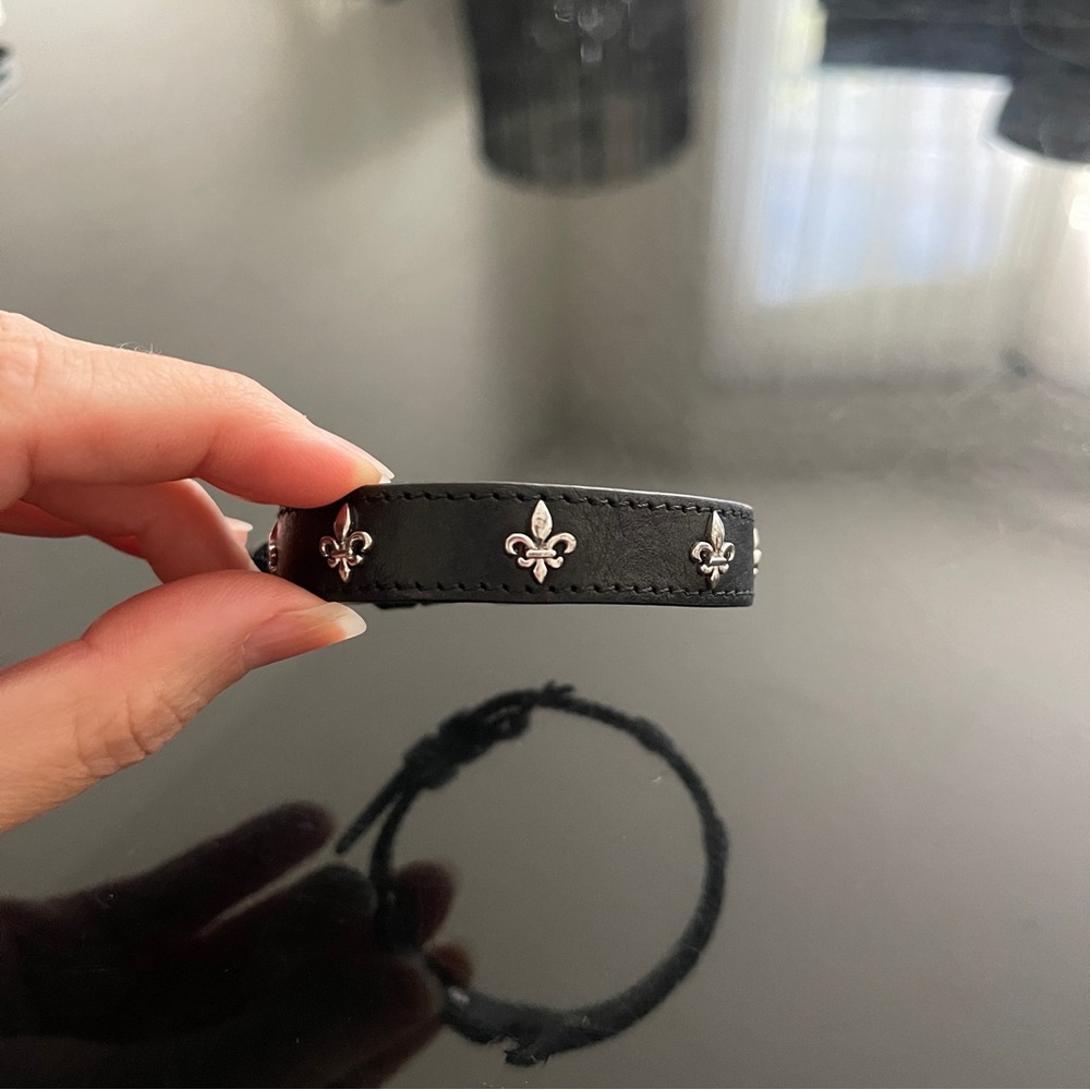 Nialaya leather bracelet black and silver
